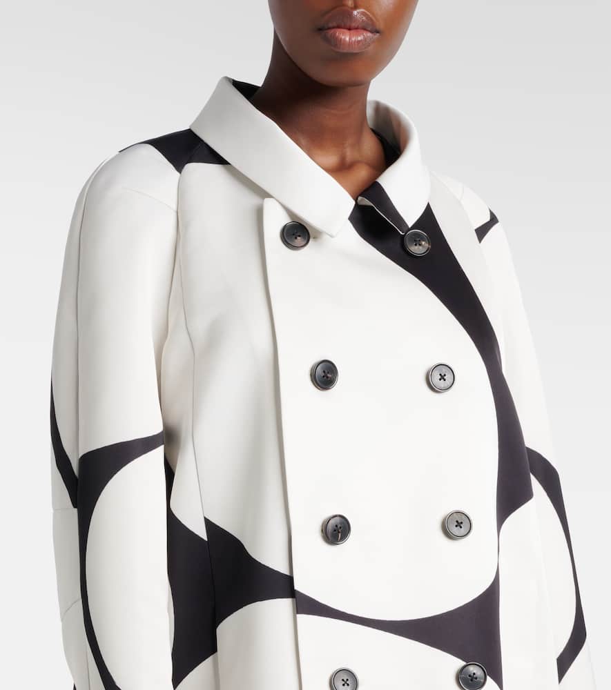 Polka-dot double-breasted satin coat