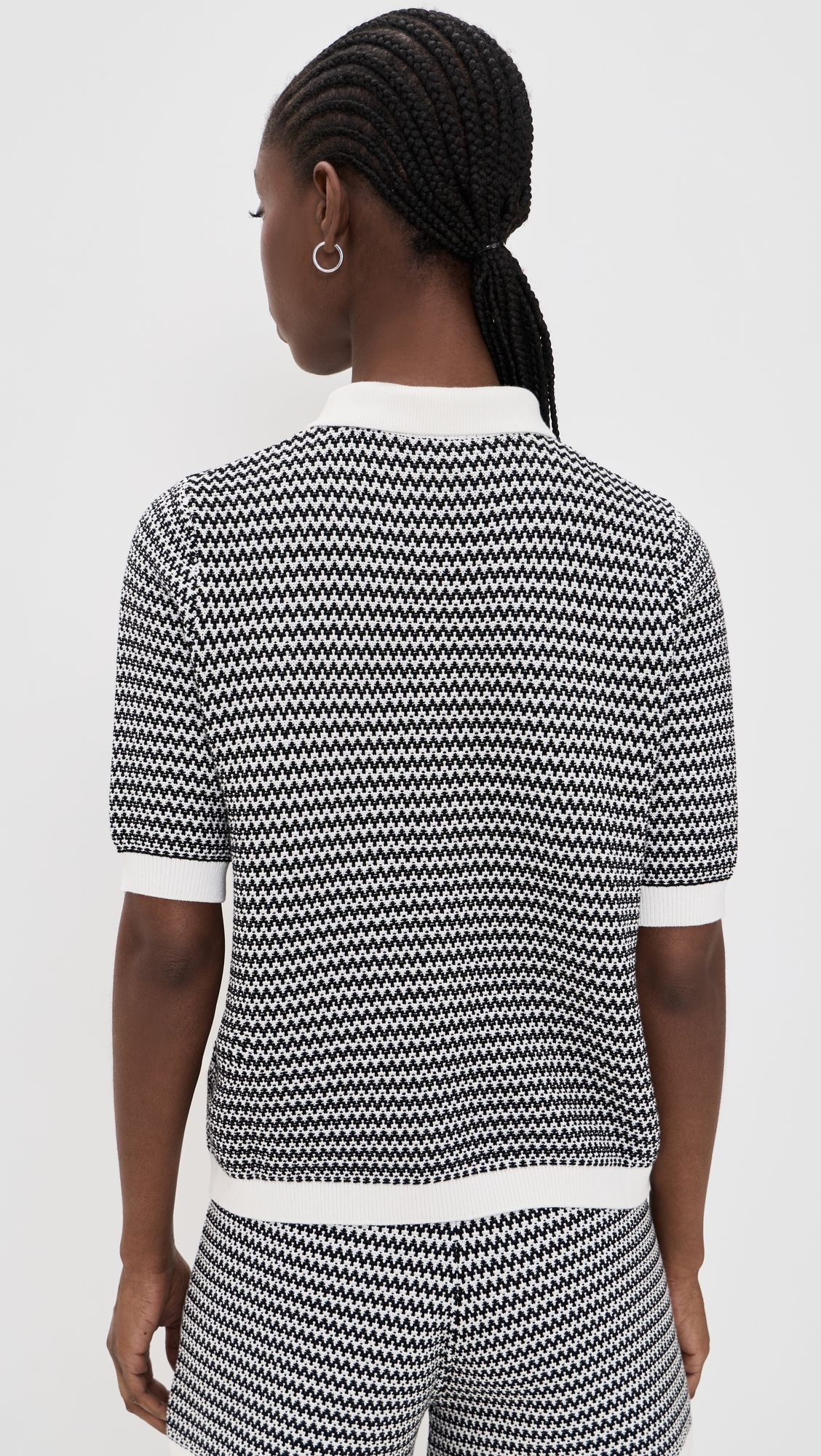 Gaelle Polo Knit Top Snow White/Black