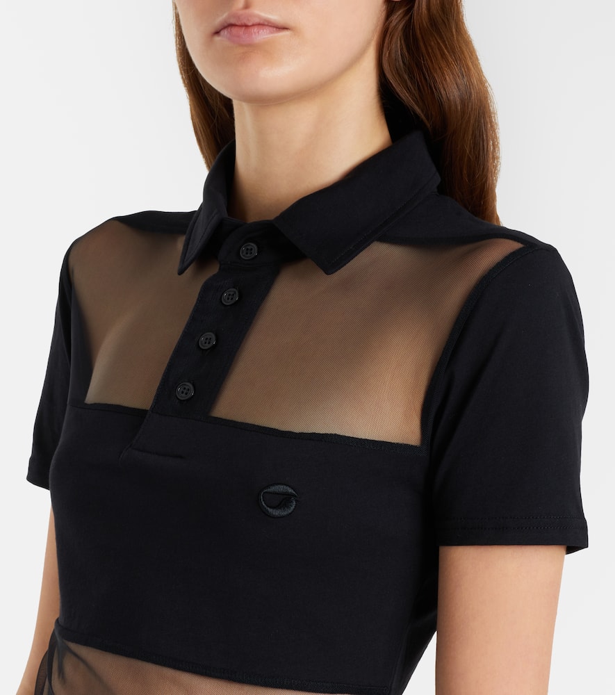 Paneled cotton-blend crop top