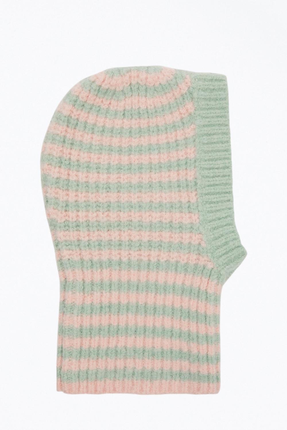 Alisa Alpaca-Blend Balaclava In Green/pink Stripes