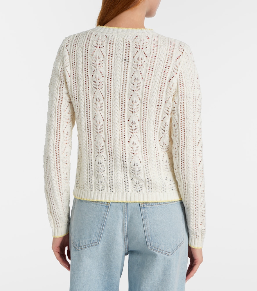 Daisy pointelle cotton-blend cardigan
