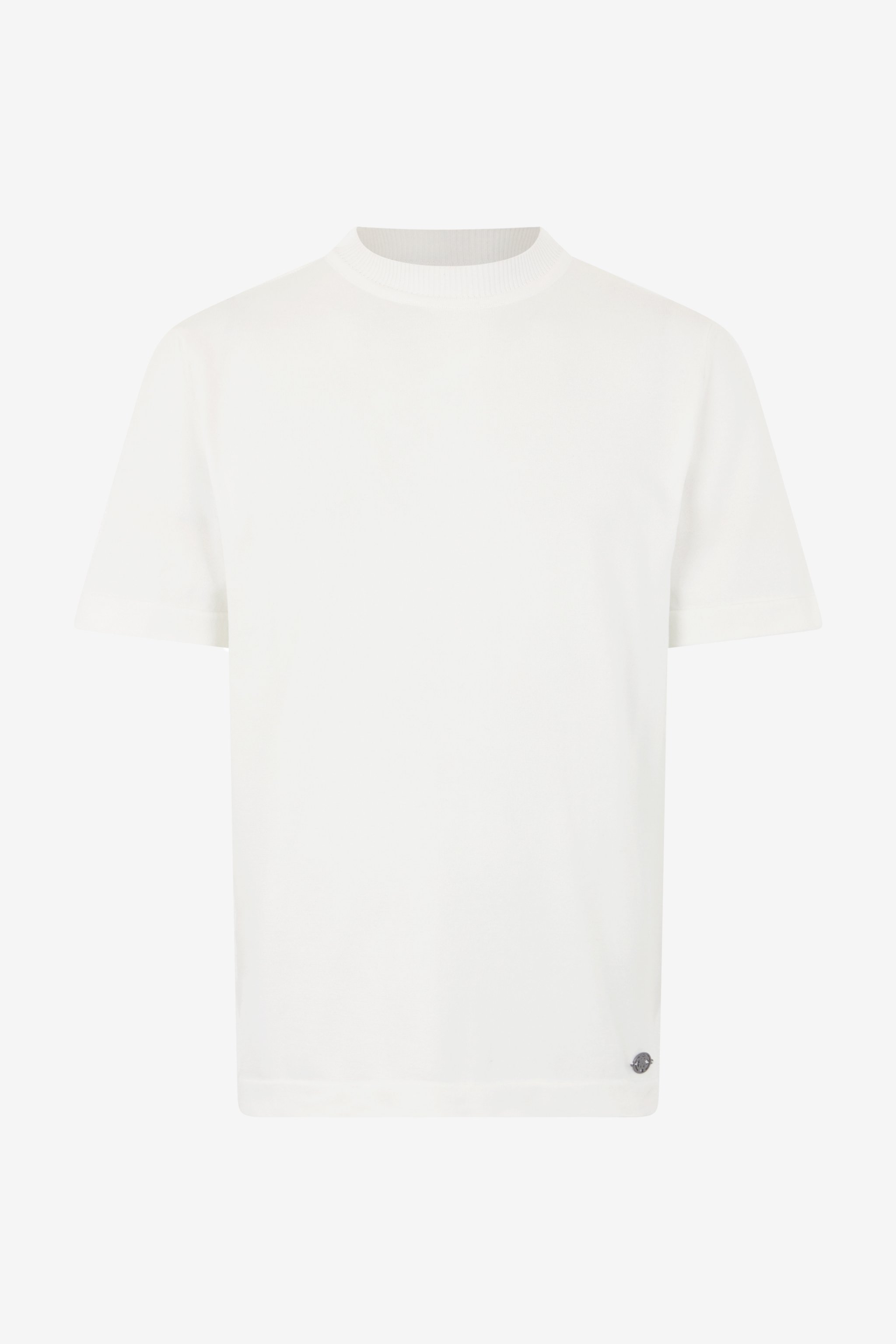 White T-shirt With Logo Plaque - Male T