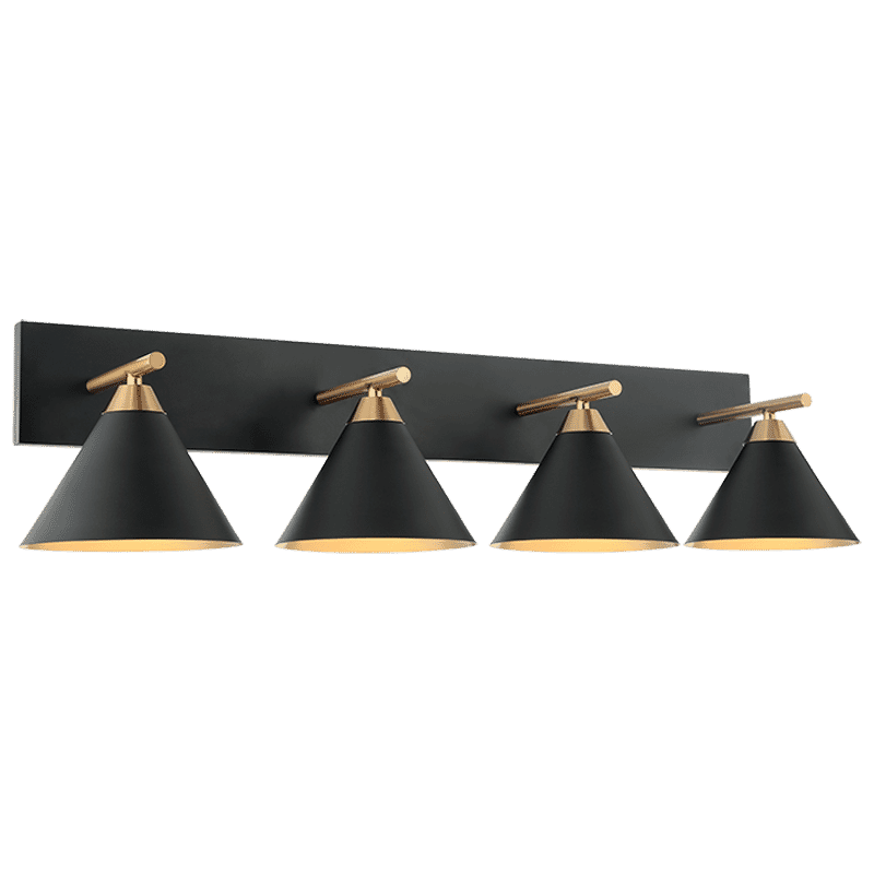 Matteo Bliss 4-Light Wall Sconce In Aged Gold Brass With Matte Black