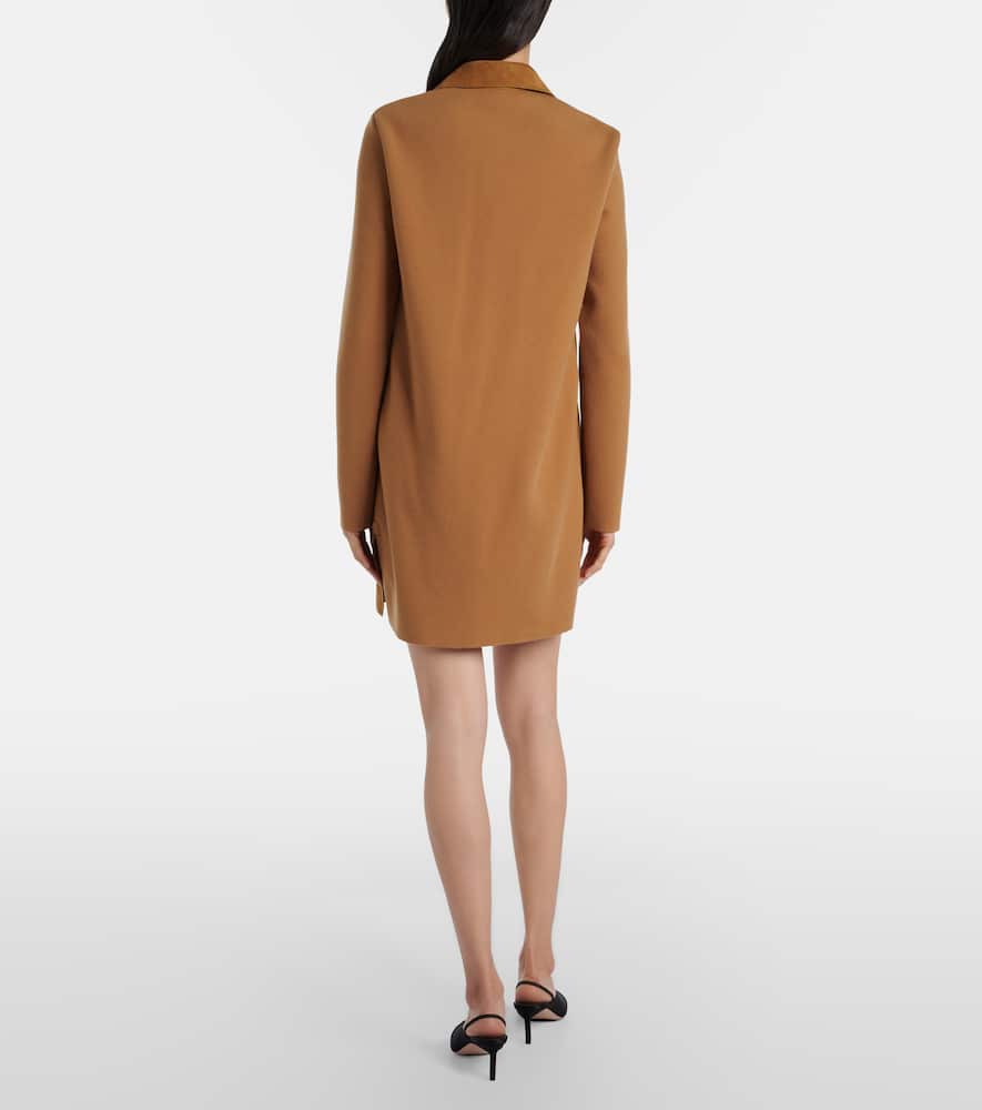 Wool-blend and suede minidress