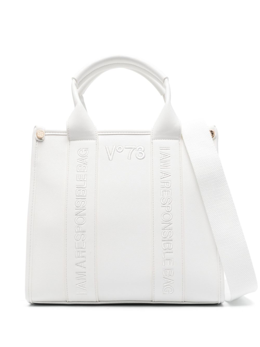 Embroidered-logo tote bag - White