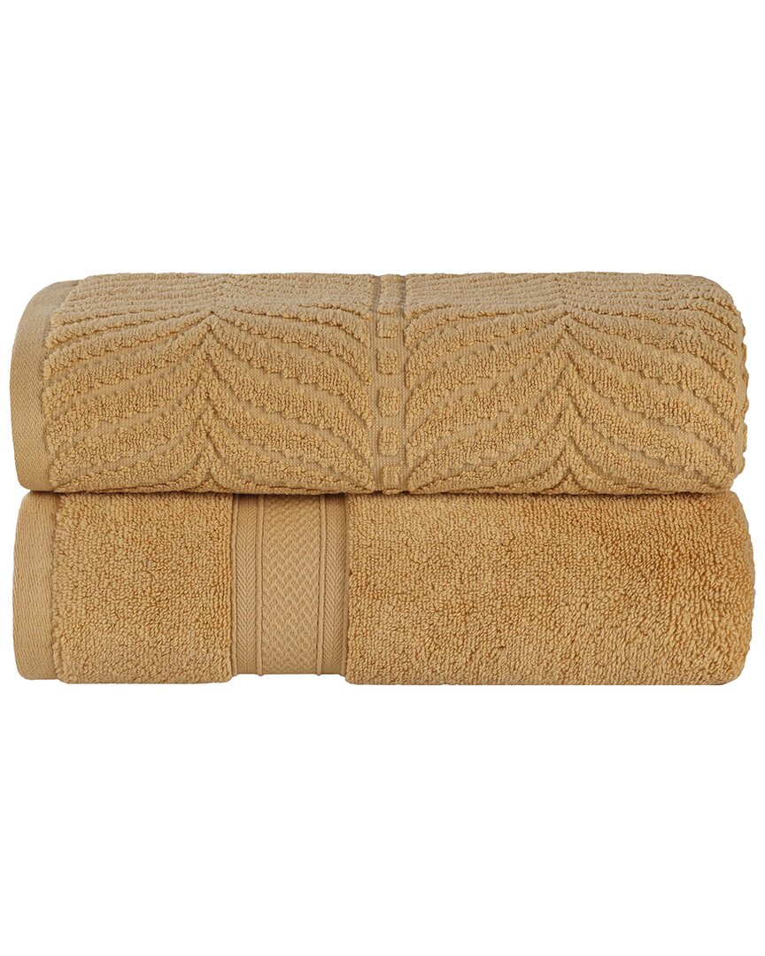 Superior Set of 2 Zero Twist Cotton Elegant Chevron Soft Absorbent Assorted Bath Sheets