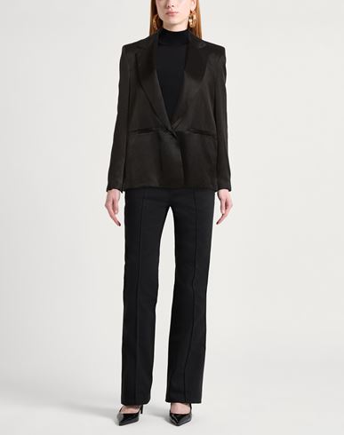 Woman Blazer Black Size 8 Viscose, Linen