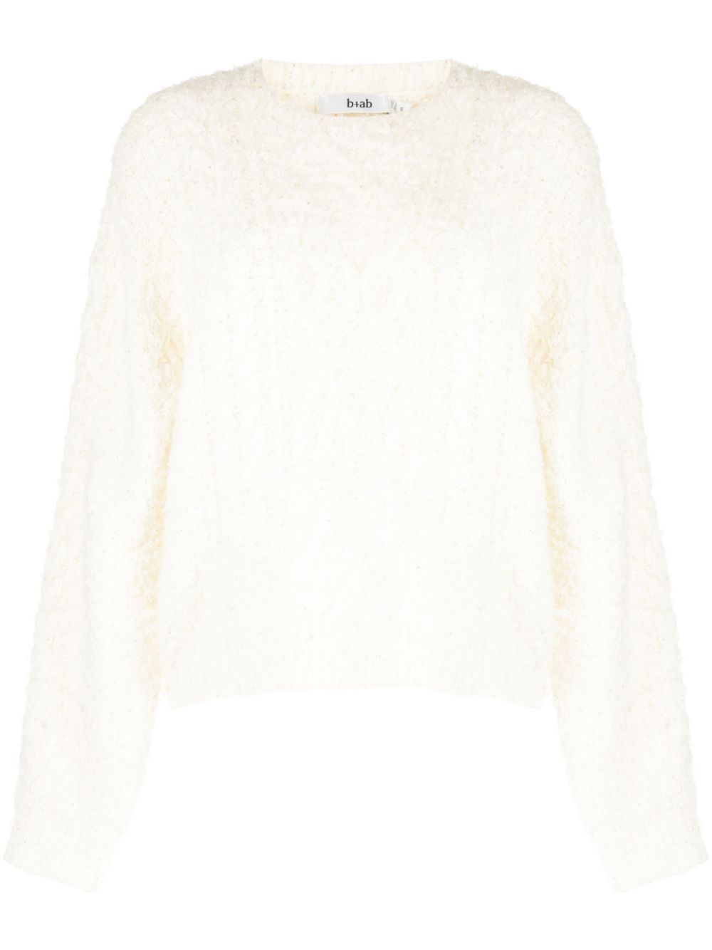 Cable-knit brushed jumper - White