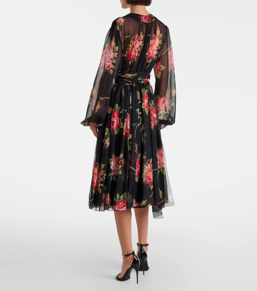 Floral silk midi dress