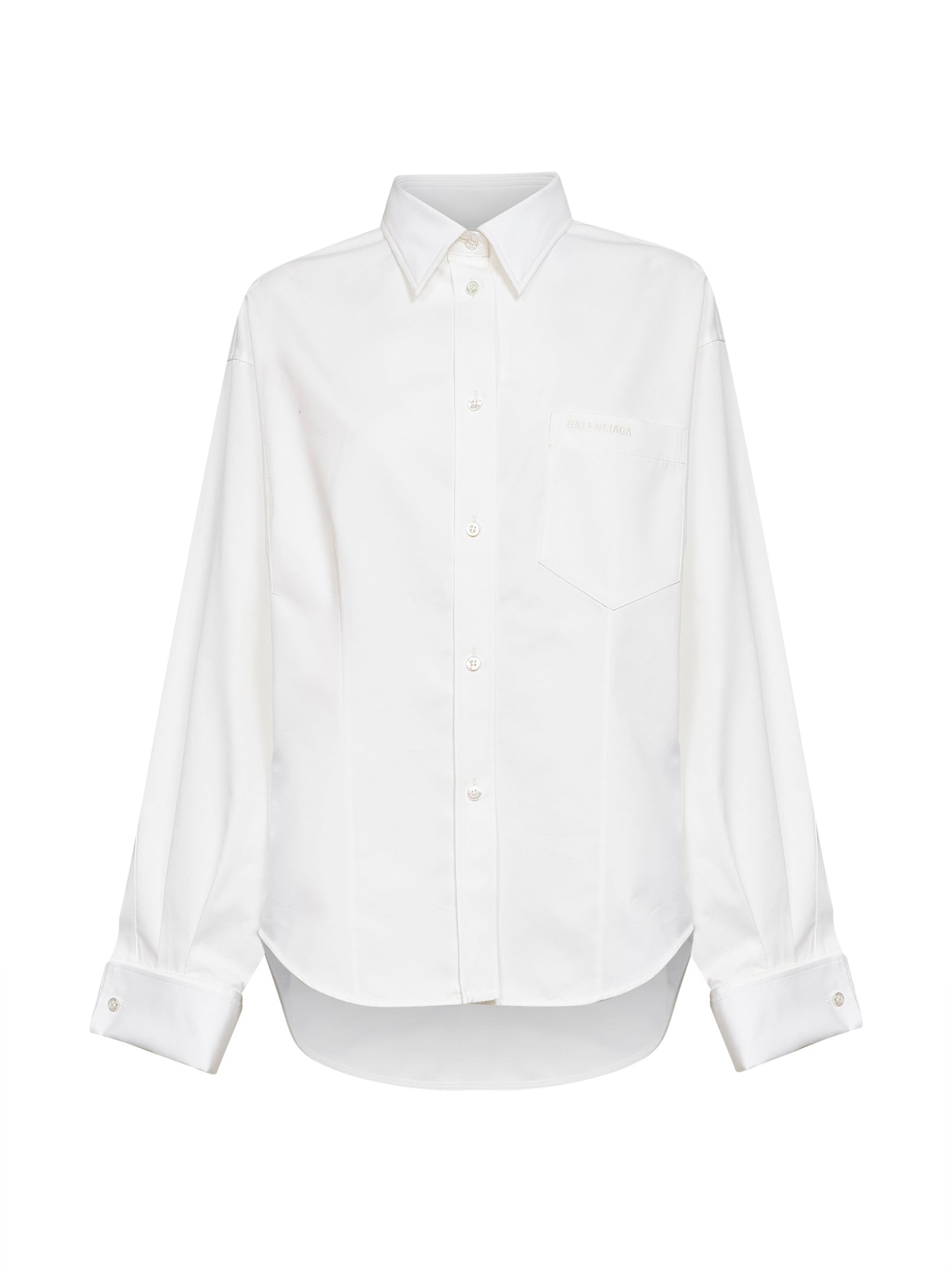 Cotton Cocoon-Style Shirt — White