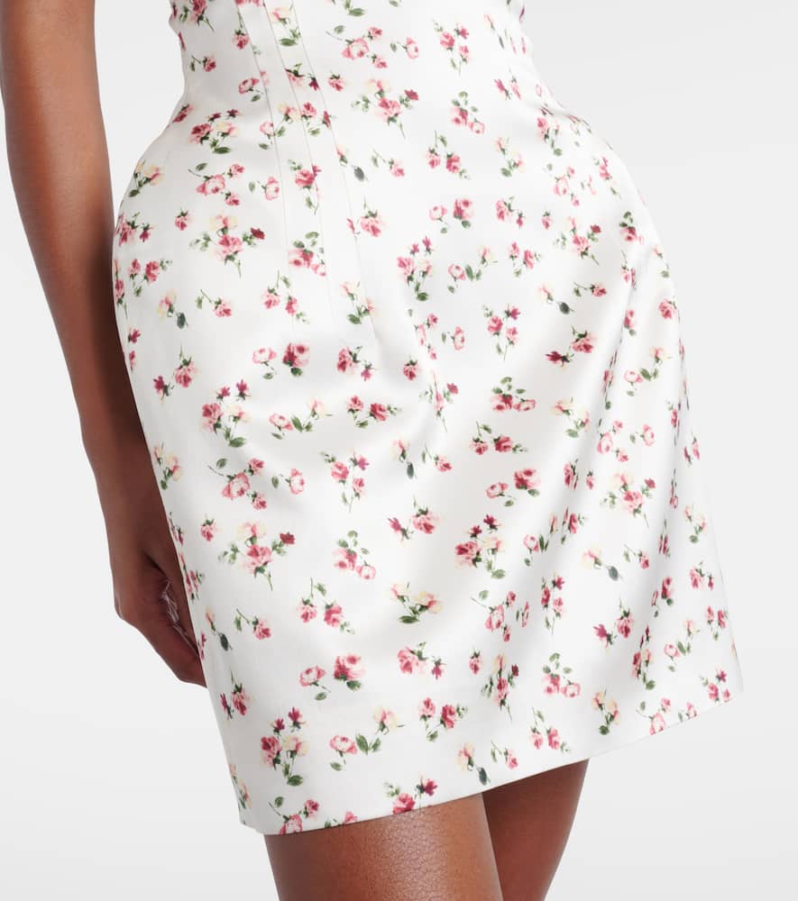 Floral silk satin minidress