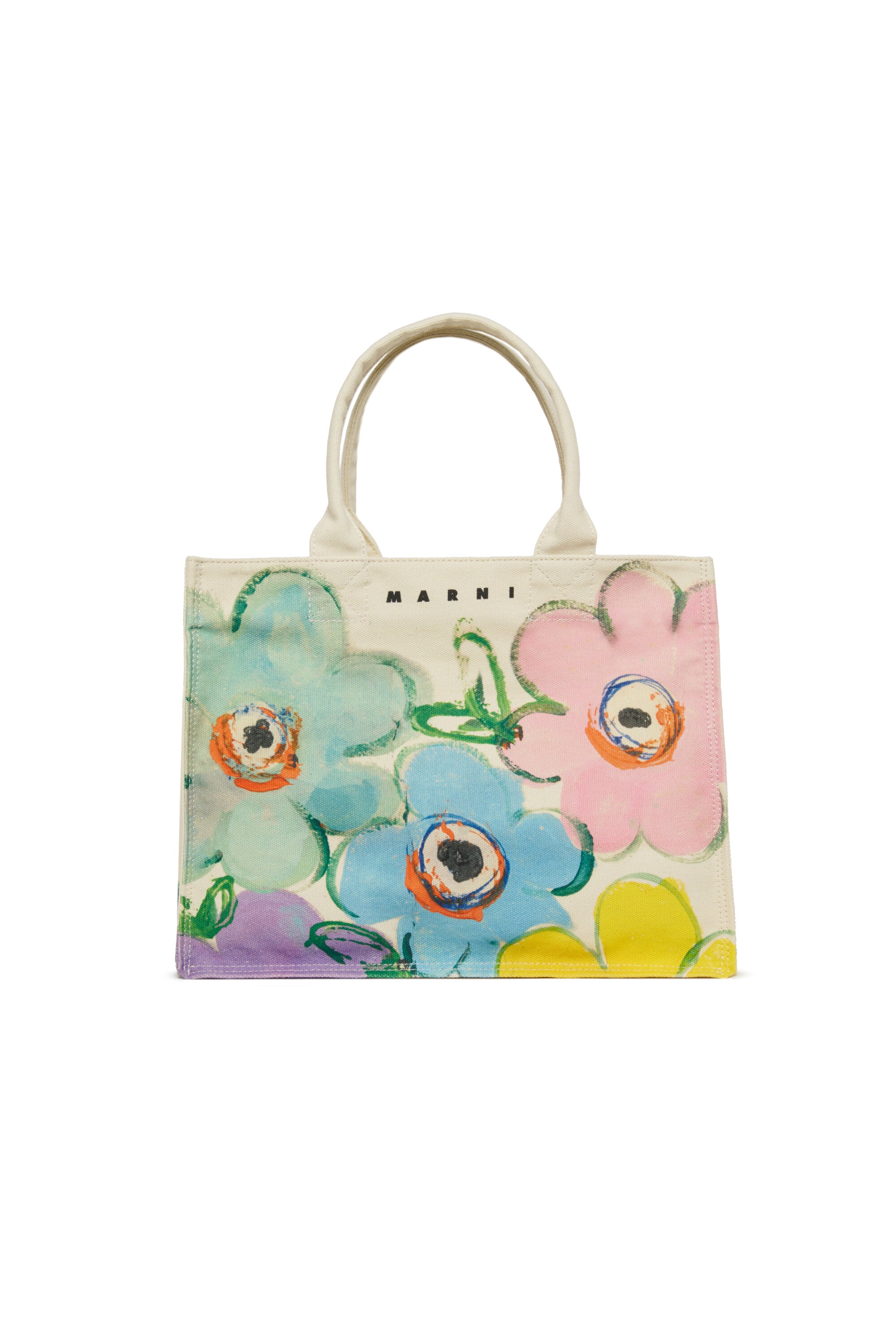 For Kids - Borsa tote Desert Flower in canvas - Bianco