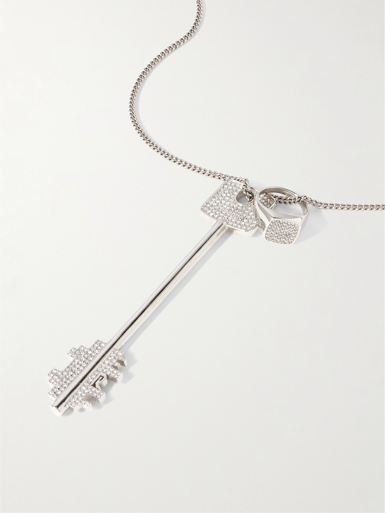 Silver-tone Crystal Necklace - One size