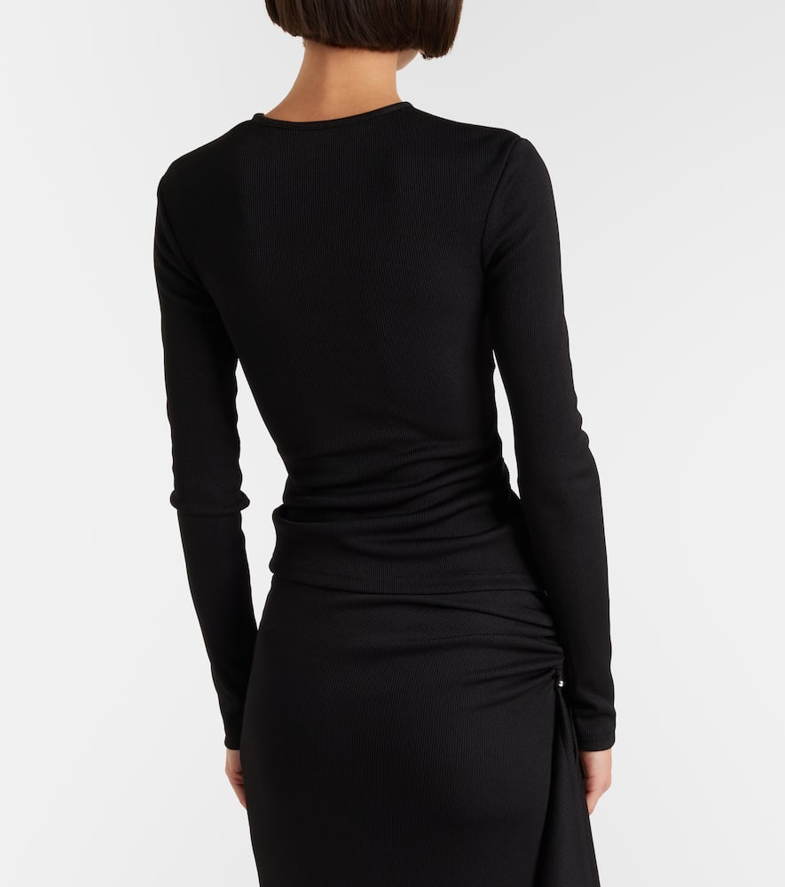 Cutout ribbed-knit top