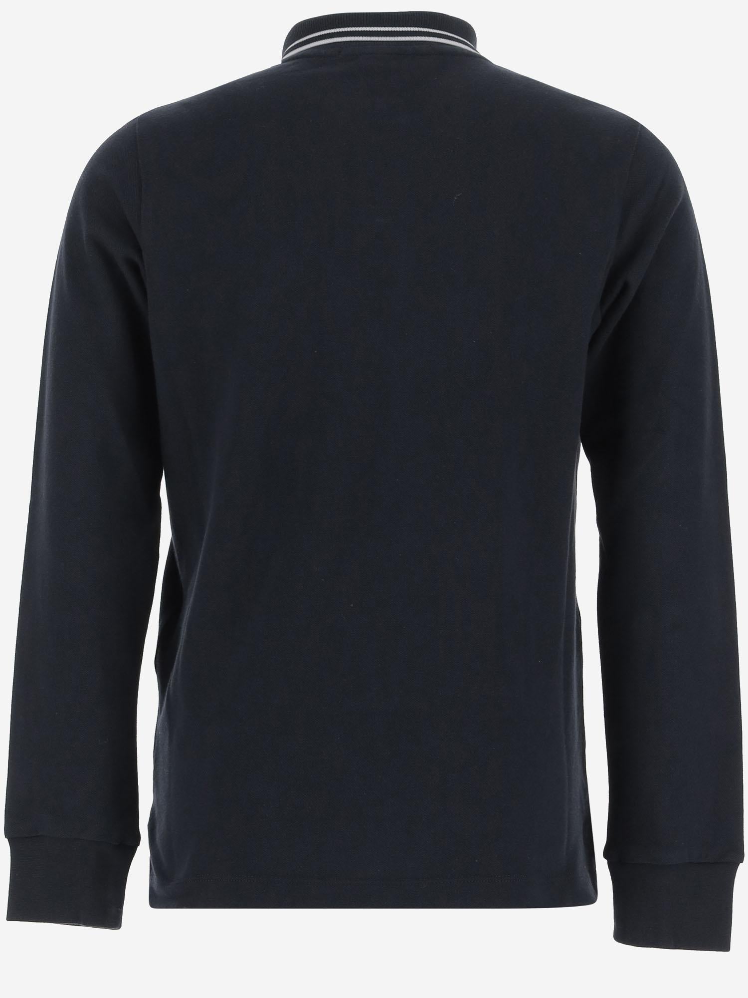 Cotton with Contrasting Logo Polo Shirt — Navy