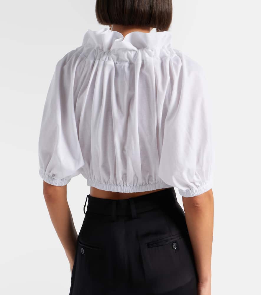 Ruffled cropped cotton top