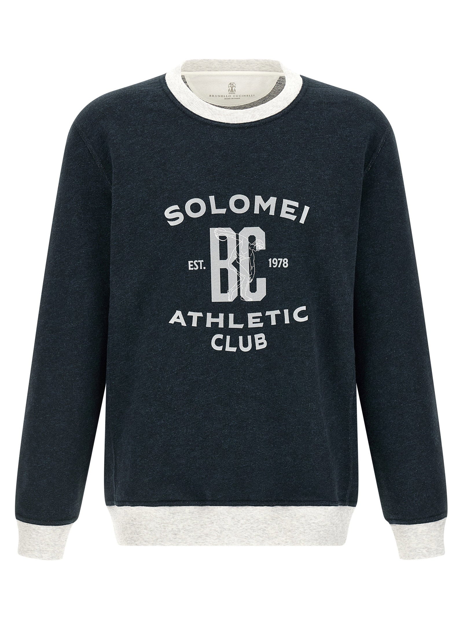 Logo-Print Cotton-Linen Sweatshirt — Navy