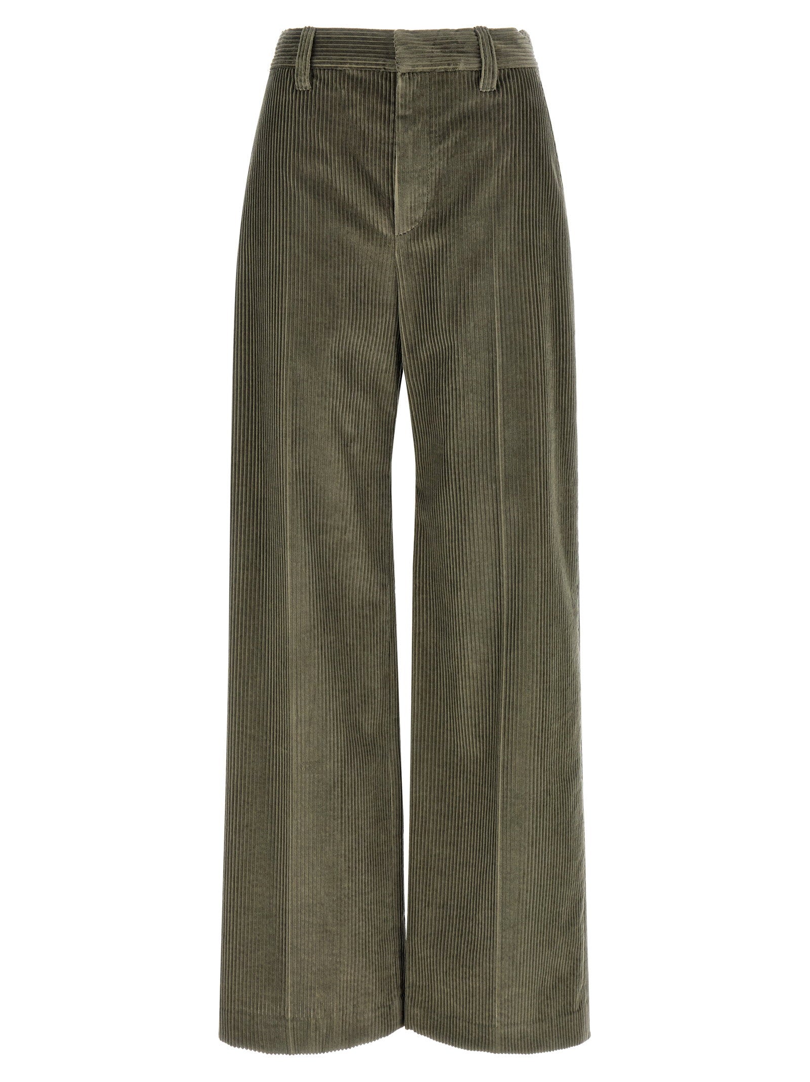 Corduroy Flared Trousers — Olive