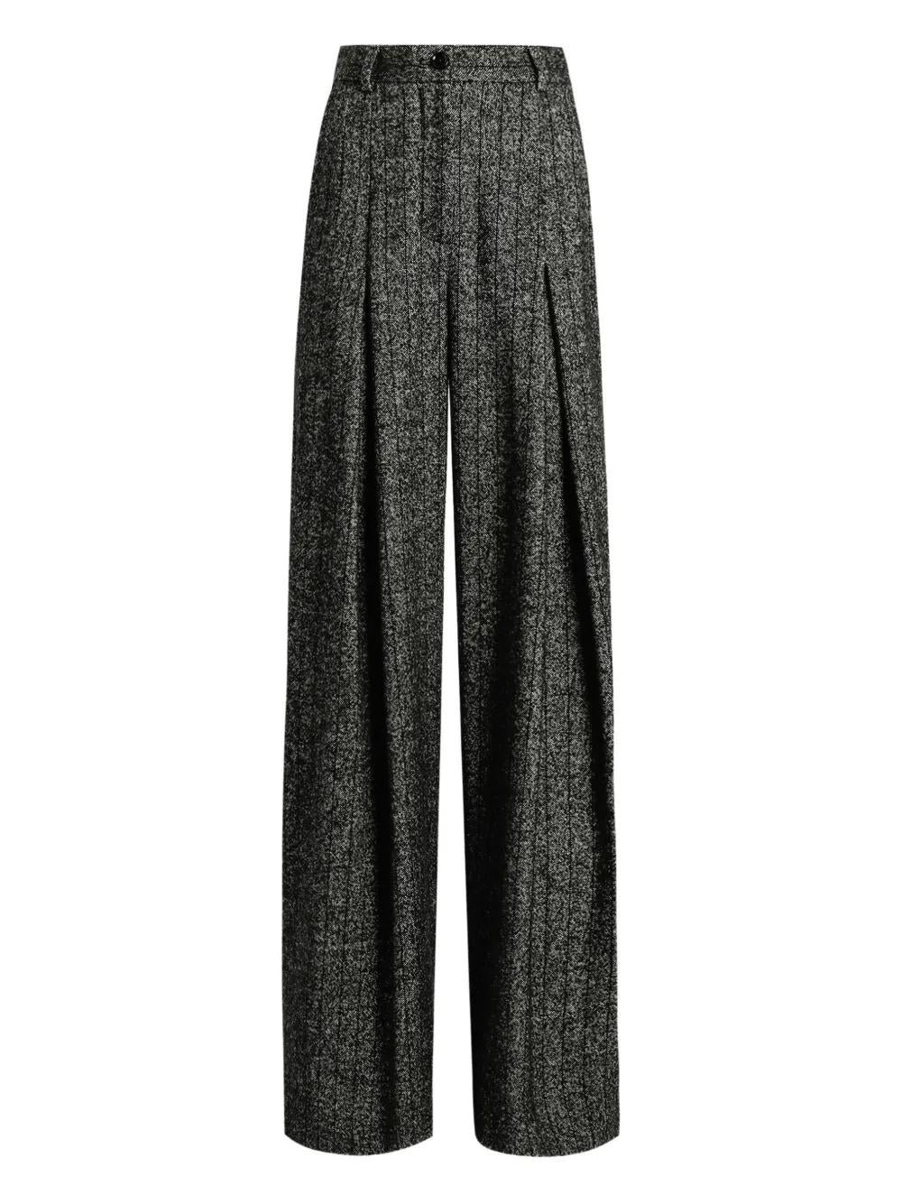 Pleated Tweed Trousers