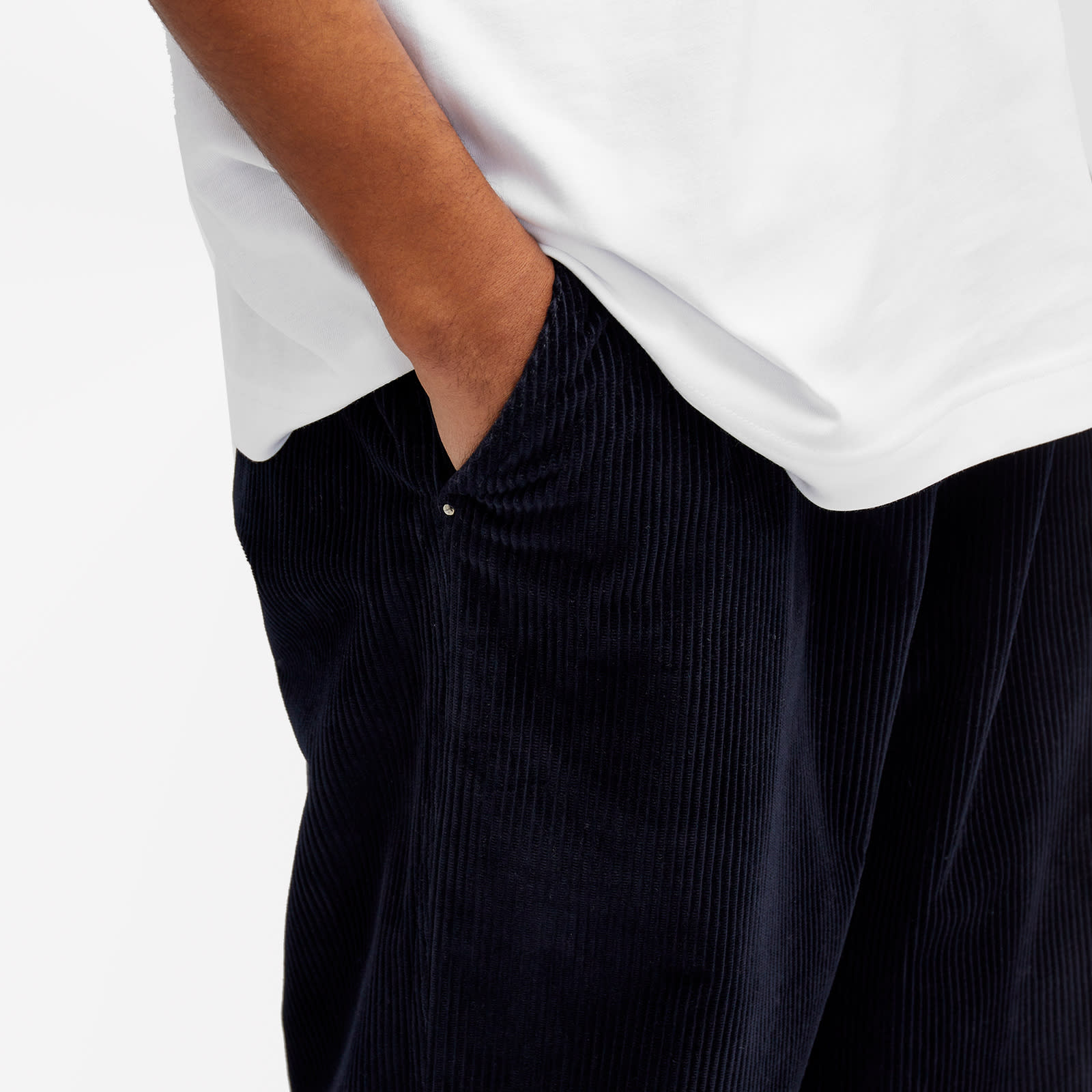 Men's Cord Drawstring Trousers in Navy