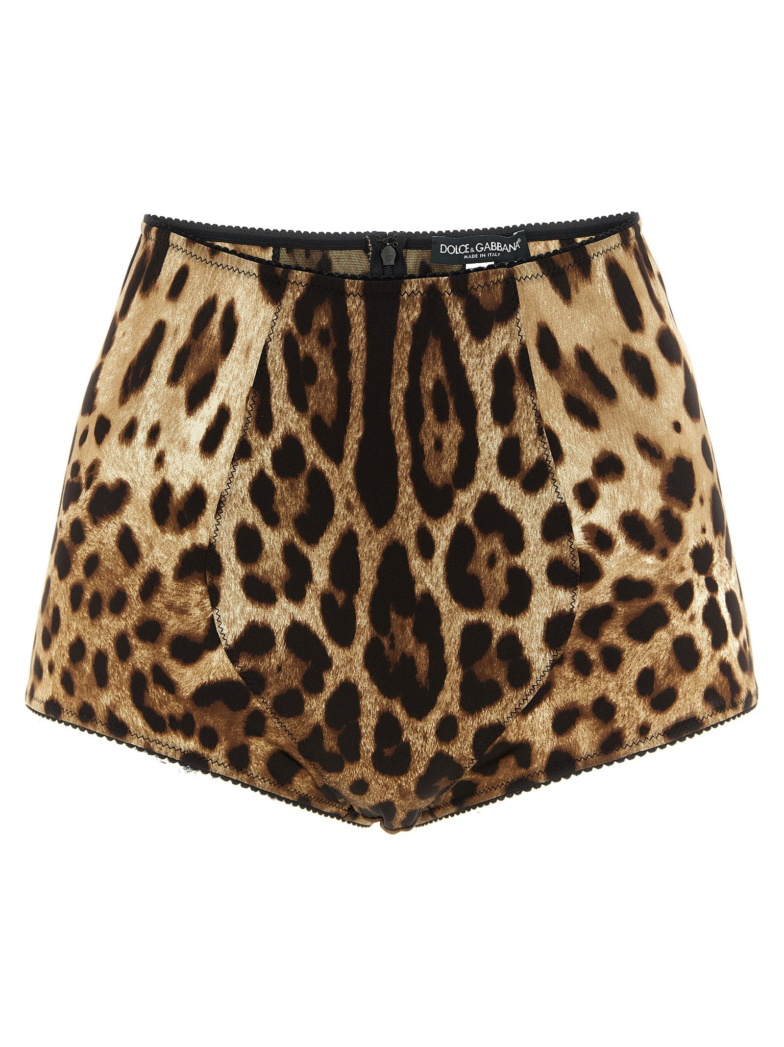 Leopard-Print Satin Shorts — Leopard