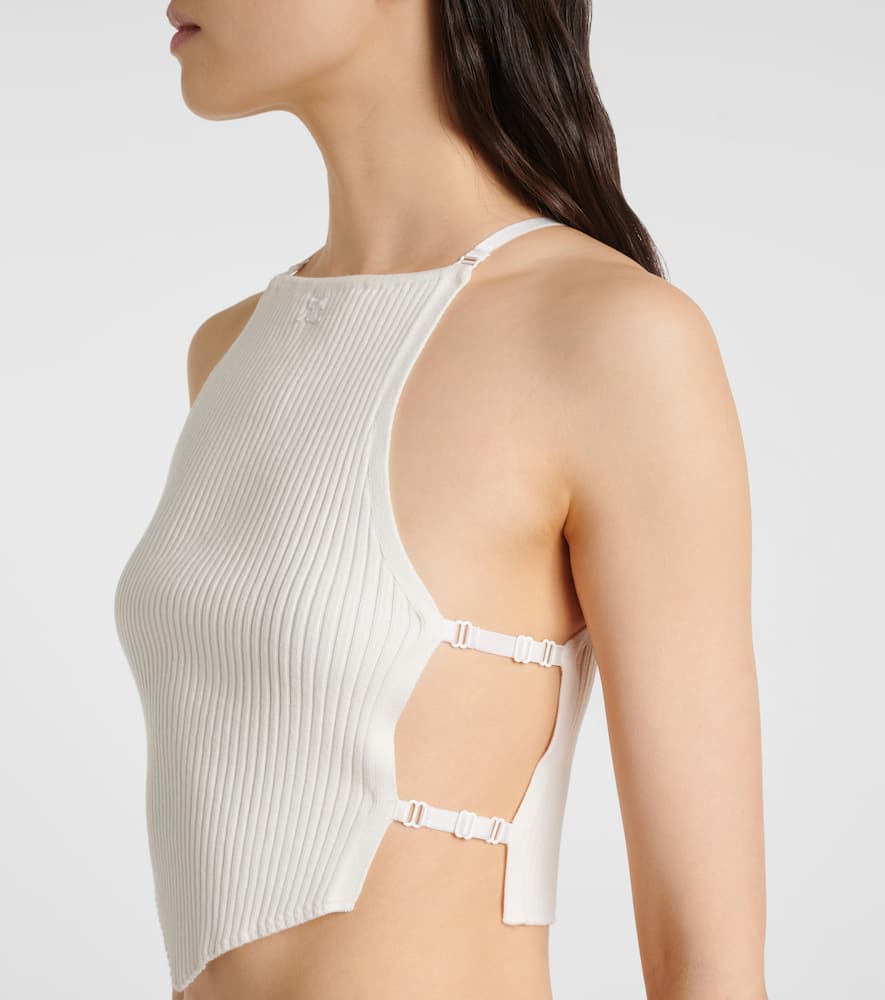 Courrèges Ribbed-knit cutout tank top