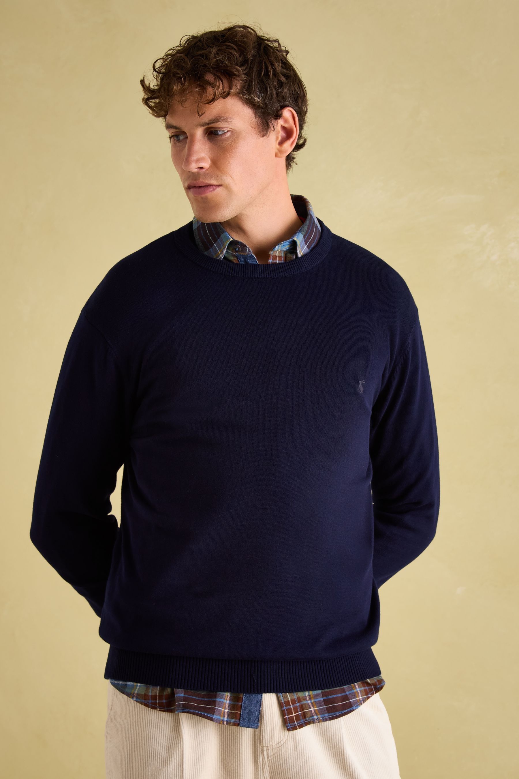Hillside Navy Crew Neck Knitted Jumper