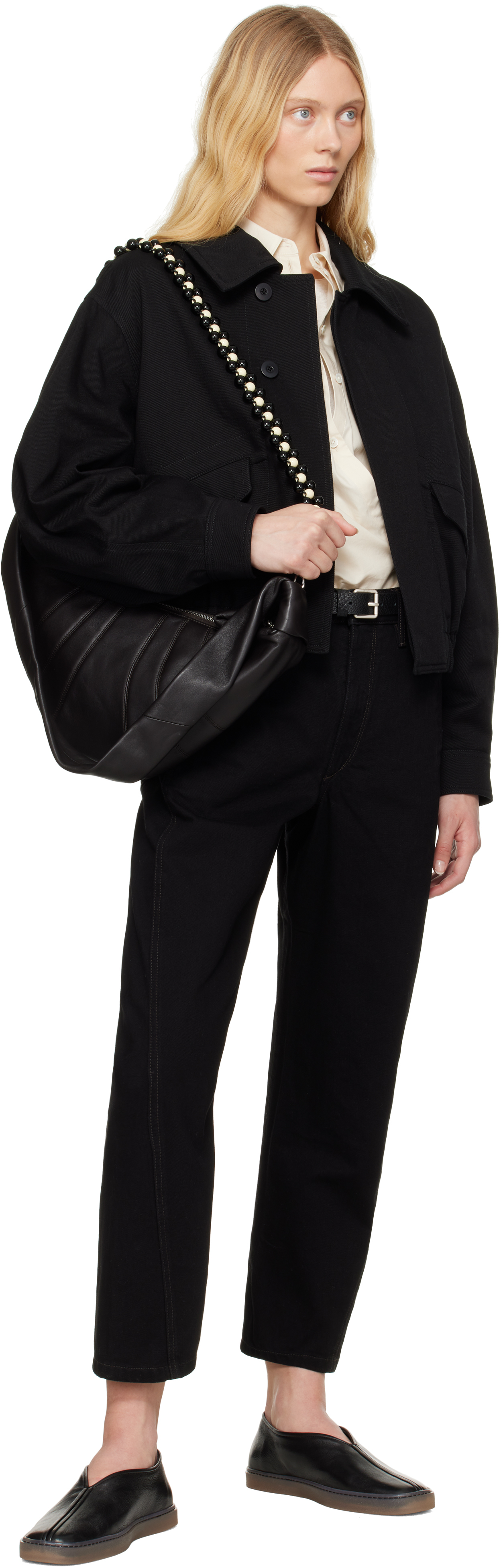 LEMAIRE Black Linoleum Piped Loafers