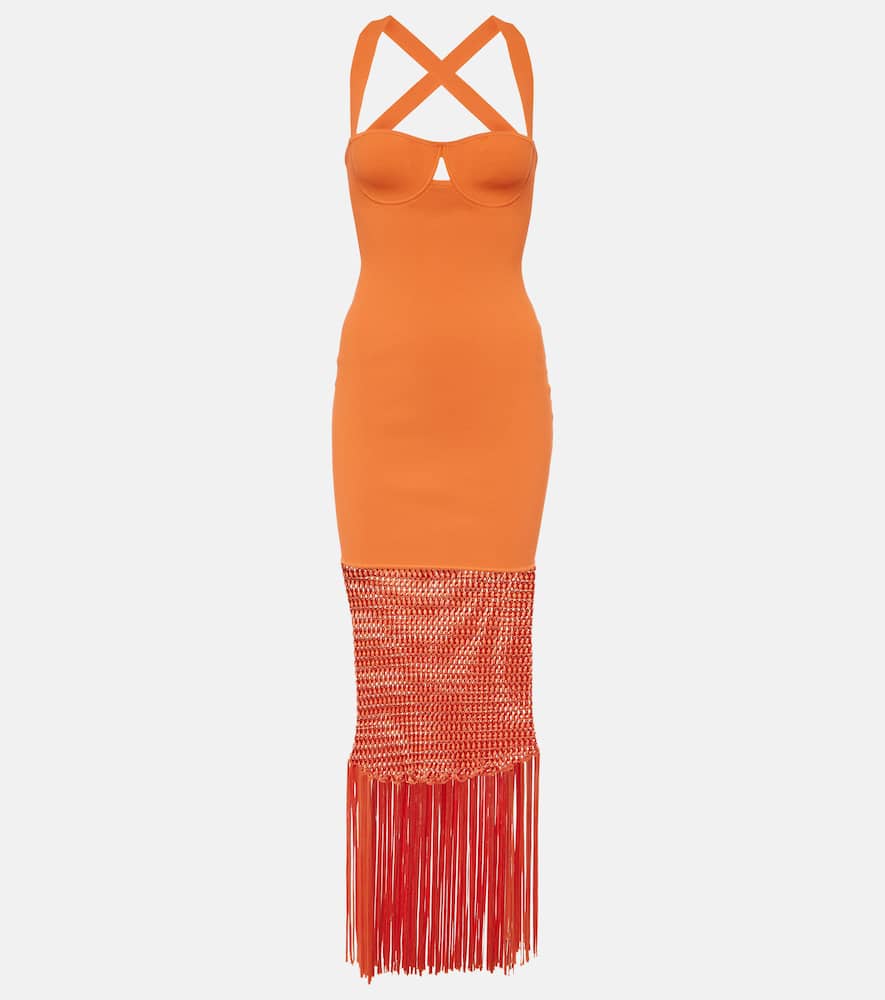 Fringed midi dress