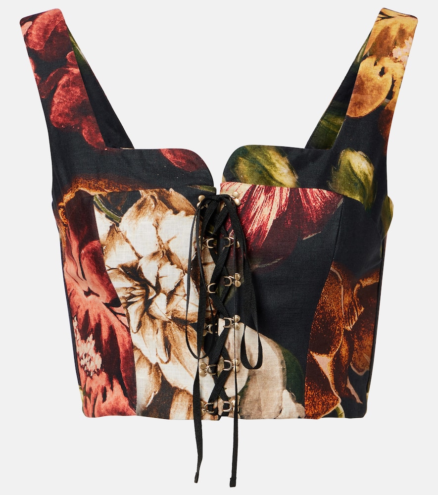 Floral linen crop top