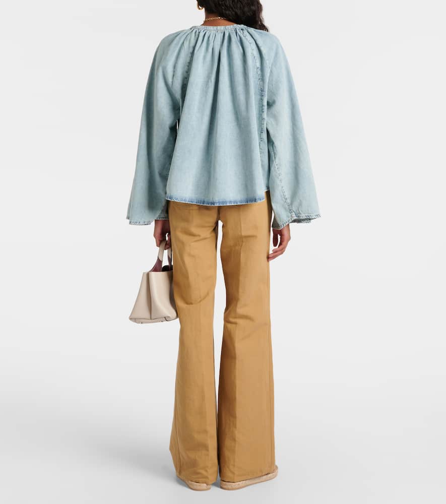 Cotton and linen denim top
