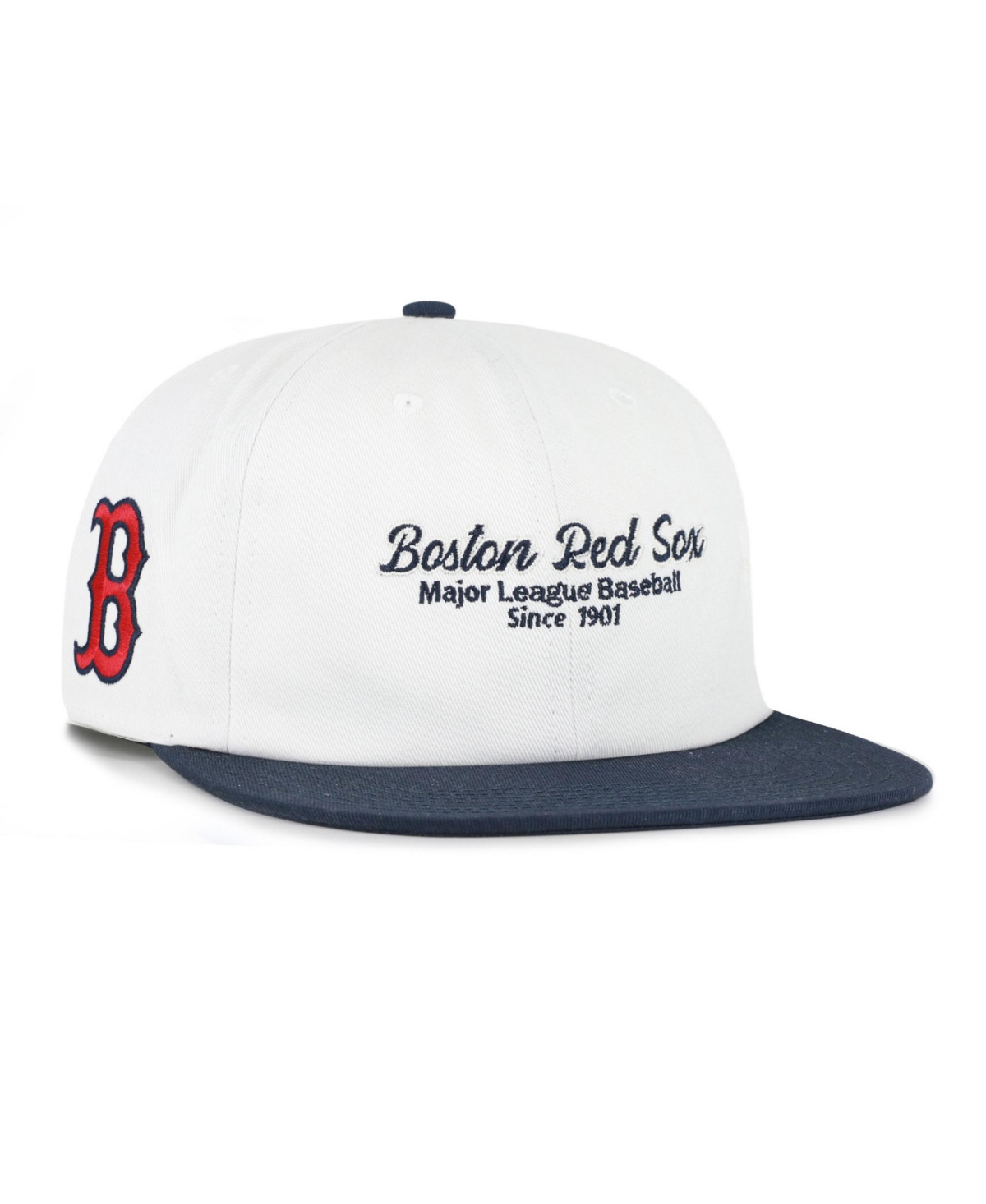 Boston Red Sox Flat-Bill Snapback Captain Hat - White, Navy
