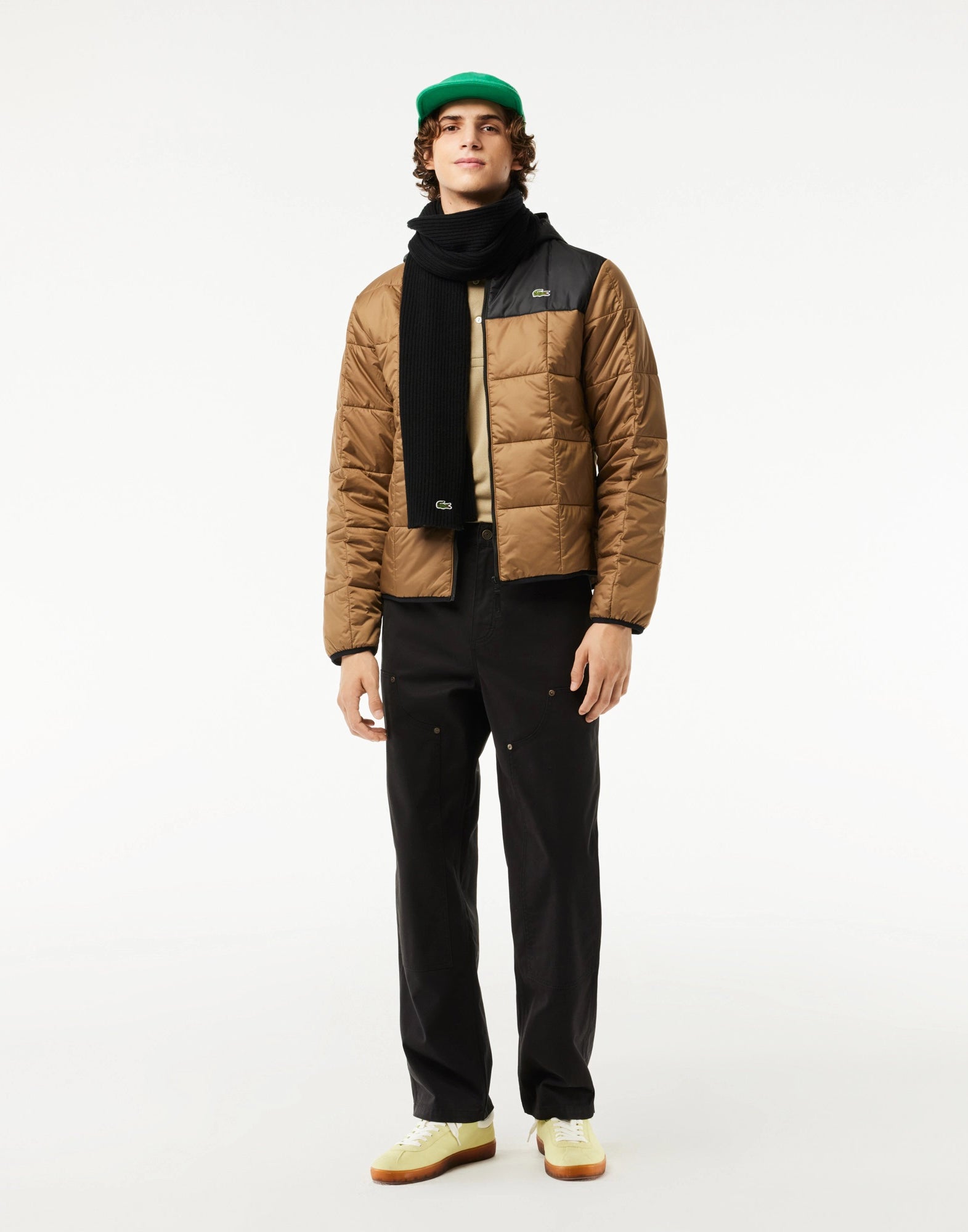 Waterproof Colour-Block Puffer Jacket — Brown