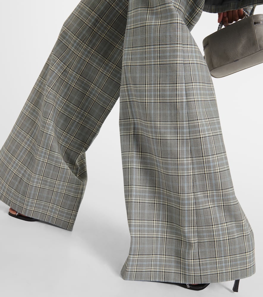 Checked wool flared pants
