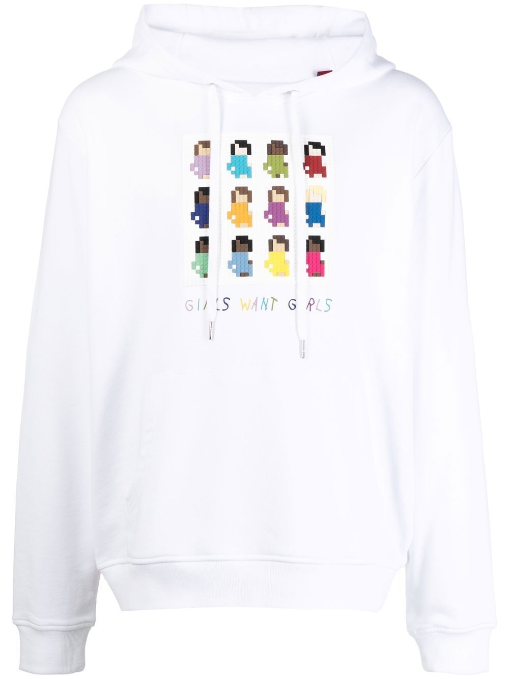 Graphic-print cotton hoodie - White