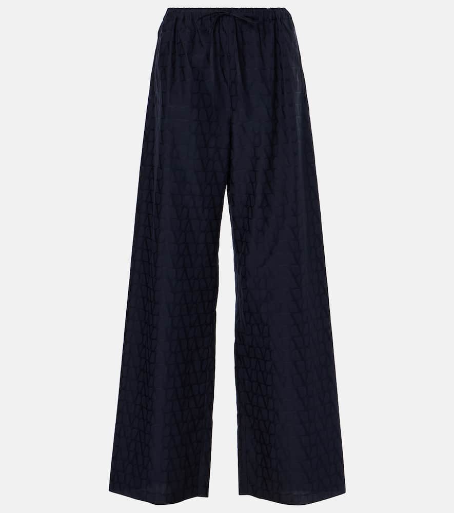 Cotton poplin wide-leg pants