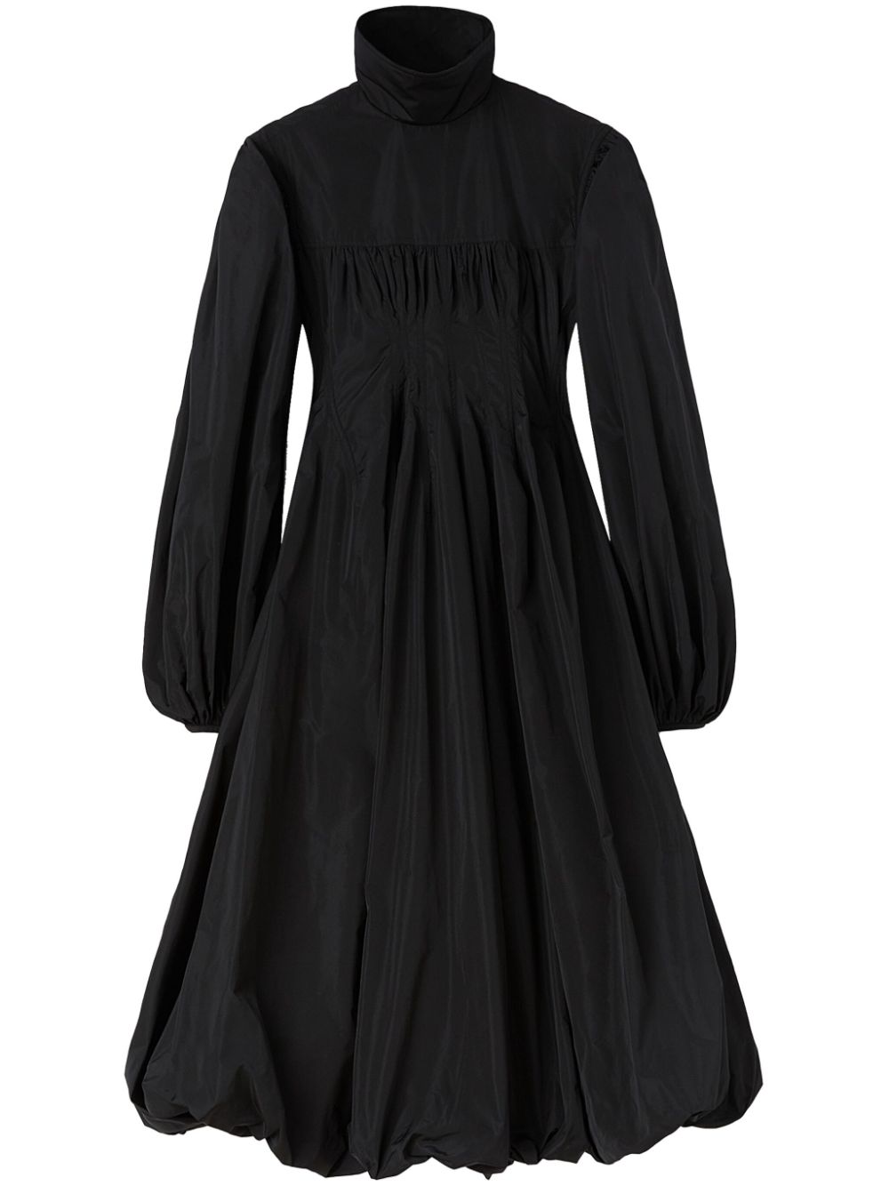 Calf-length long-sleeve dress - Black