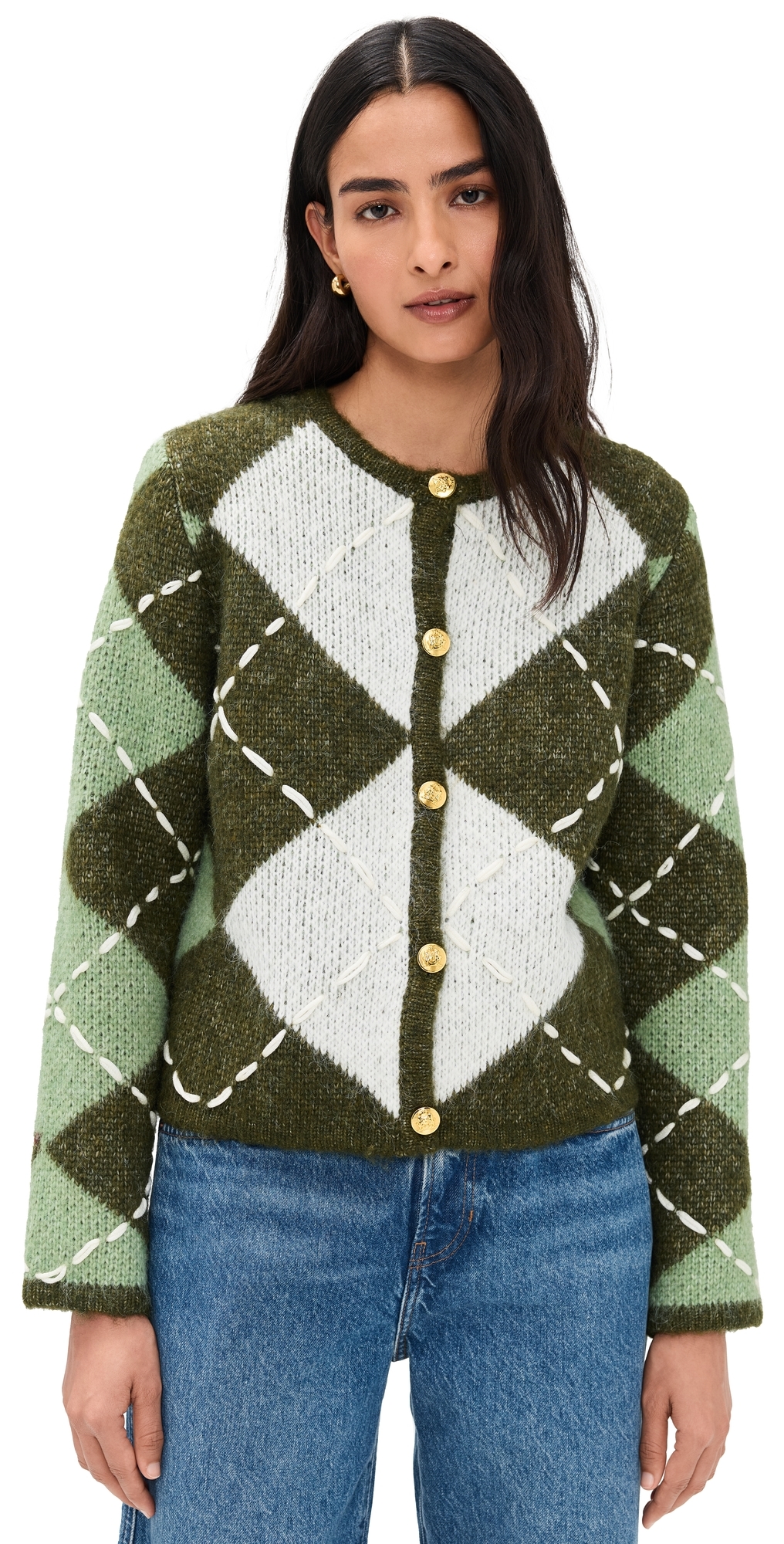 Argyle Cardigan Green
