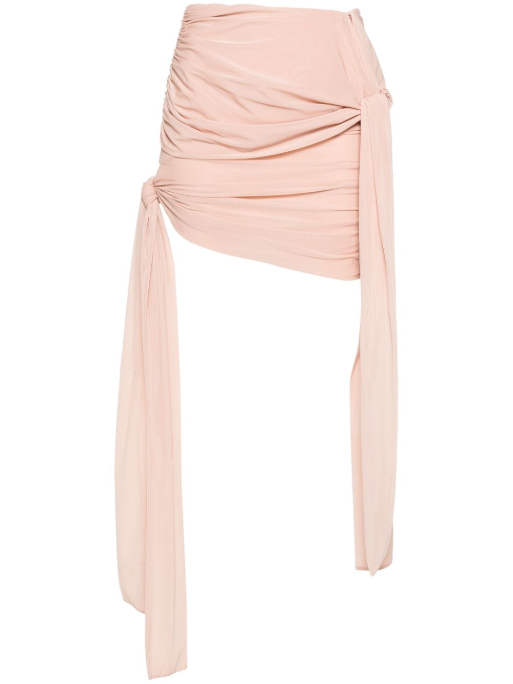 Bow-embellished gathered jersey miniskirt - Pink