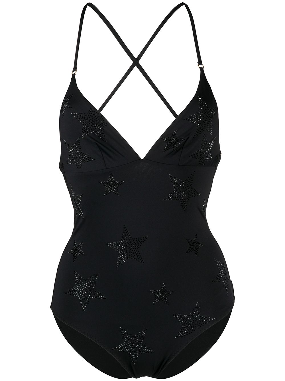 Crystal-star strappy-back swimsuit - Black