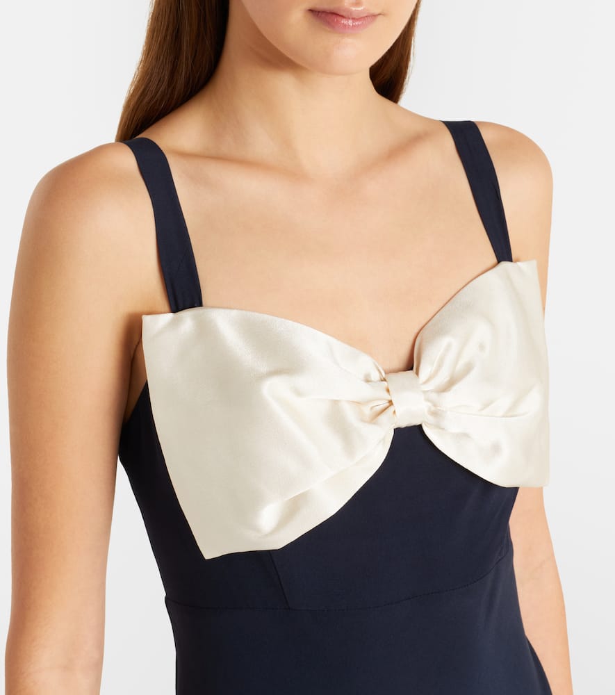 Bow-detail satin midi dress