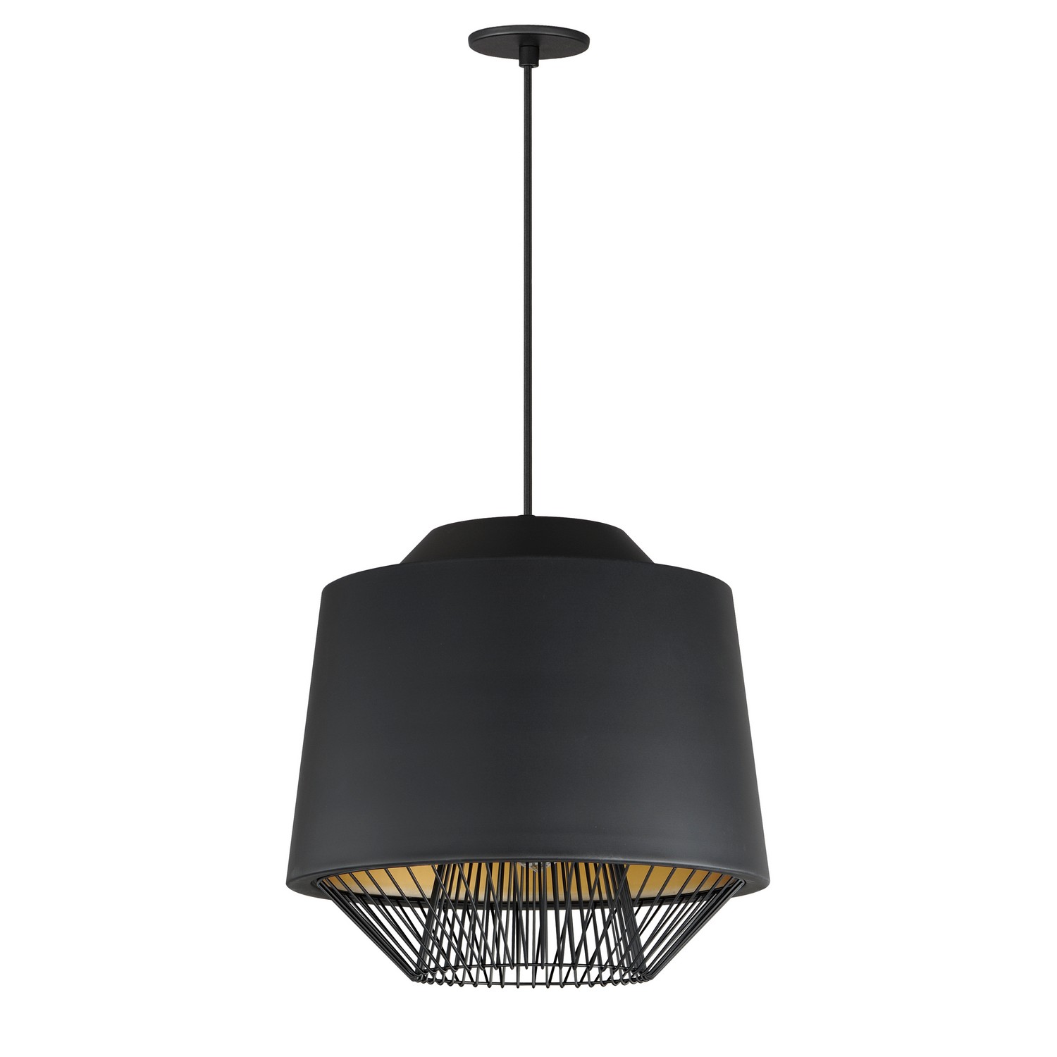Phoenix 1-Light LED Pendant in Black with Gold