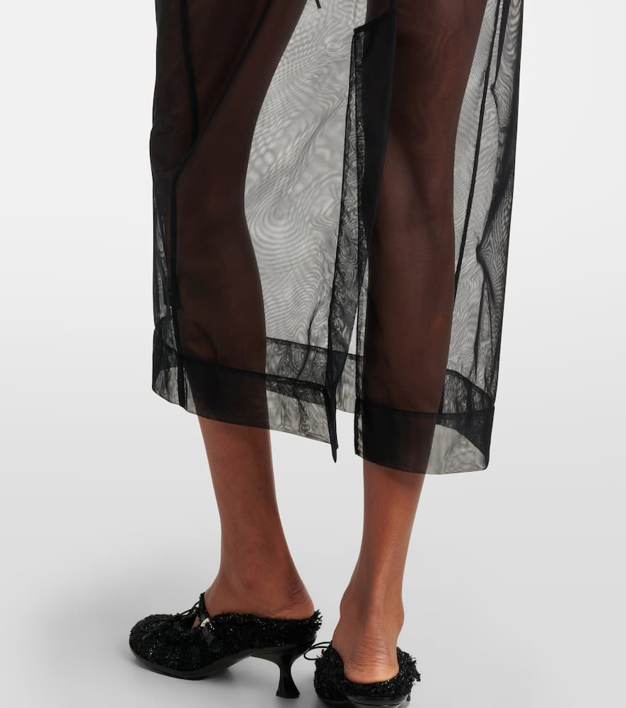 Bow-detail tulle midi skirt