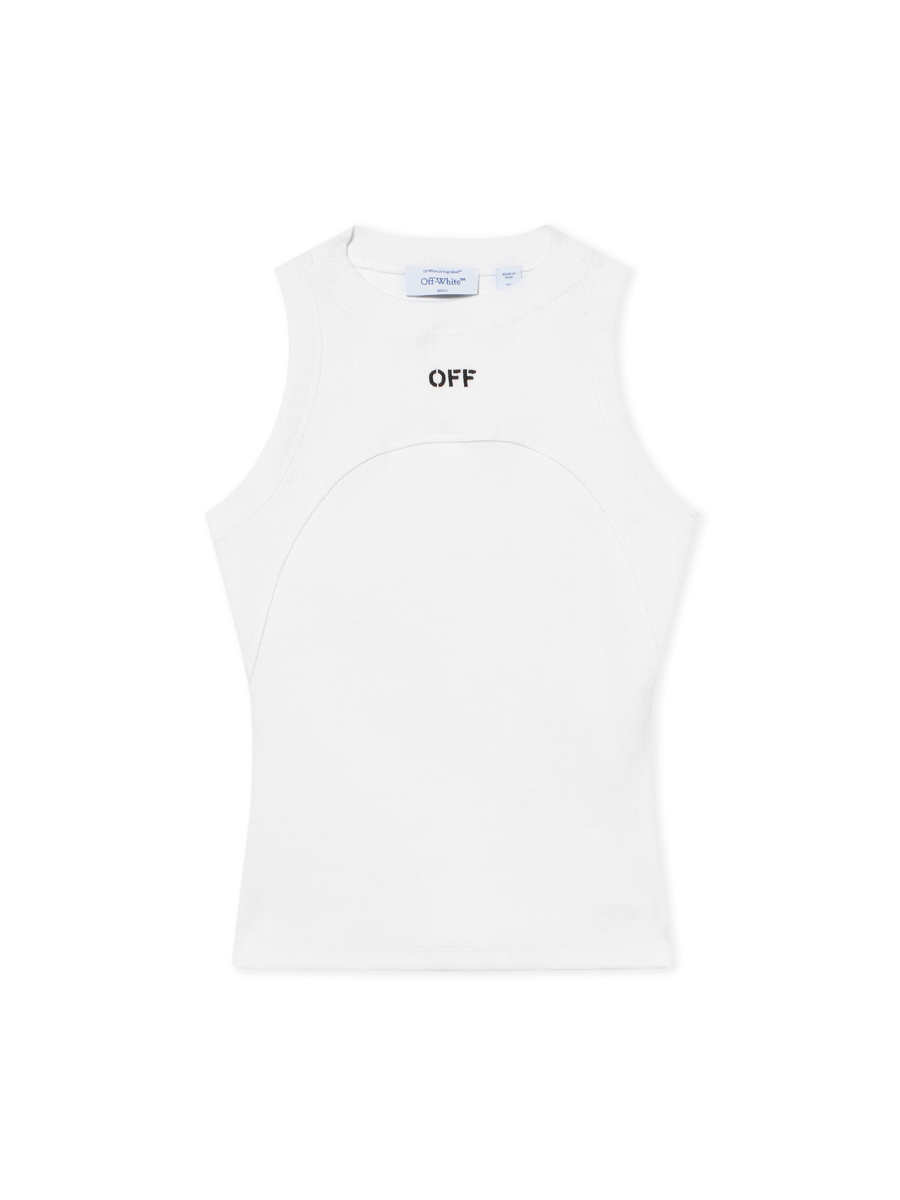 Off Stamp Rib Round Tank Top - Female T-shirts White