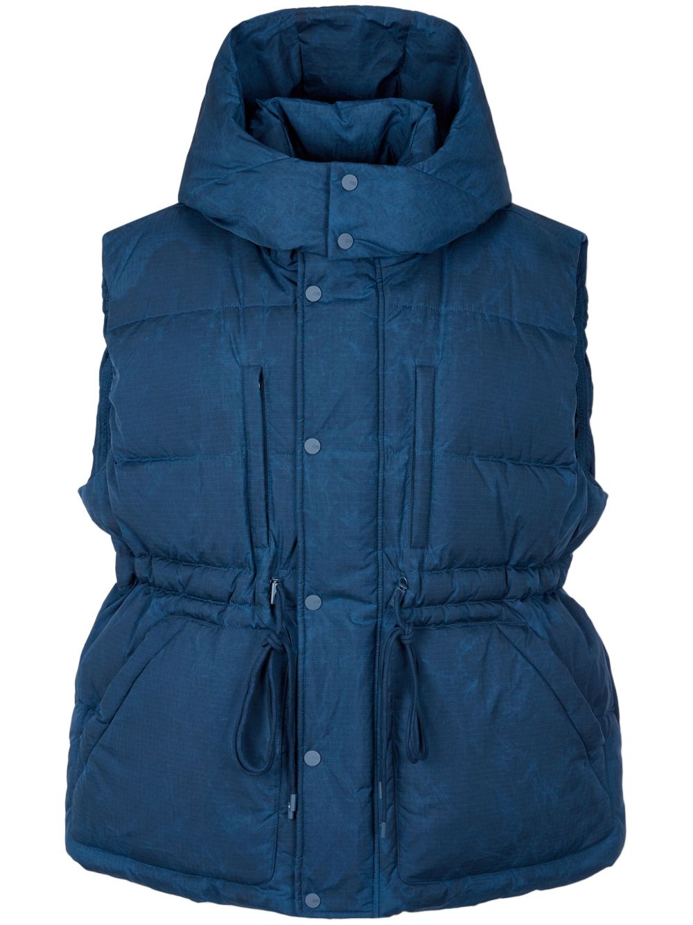 Drawstring-waist down vest - Black