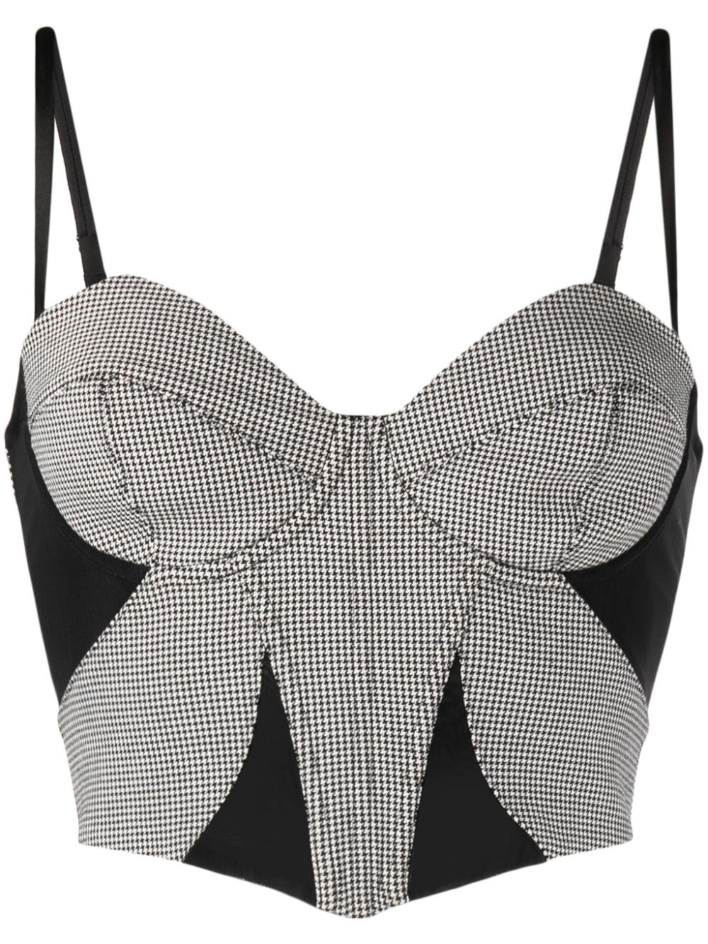 Houndstooth-pattern bustier crop top - Black