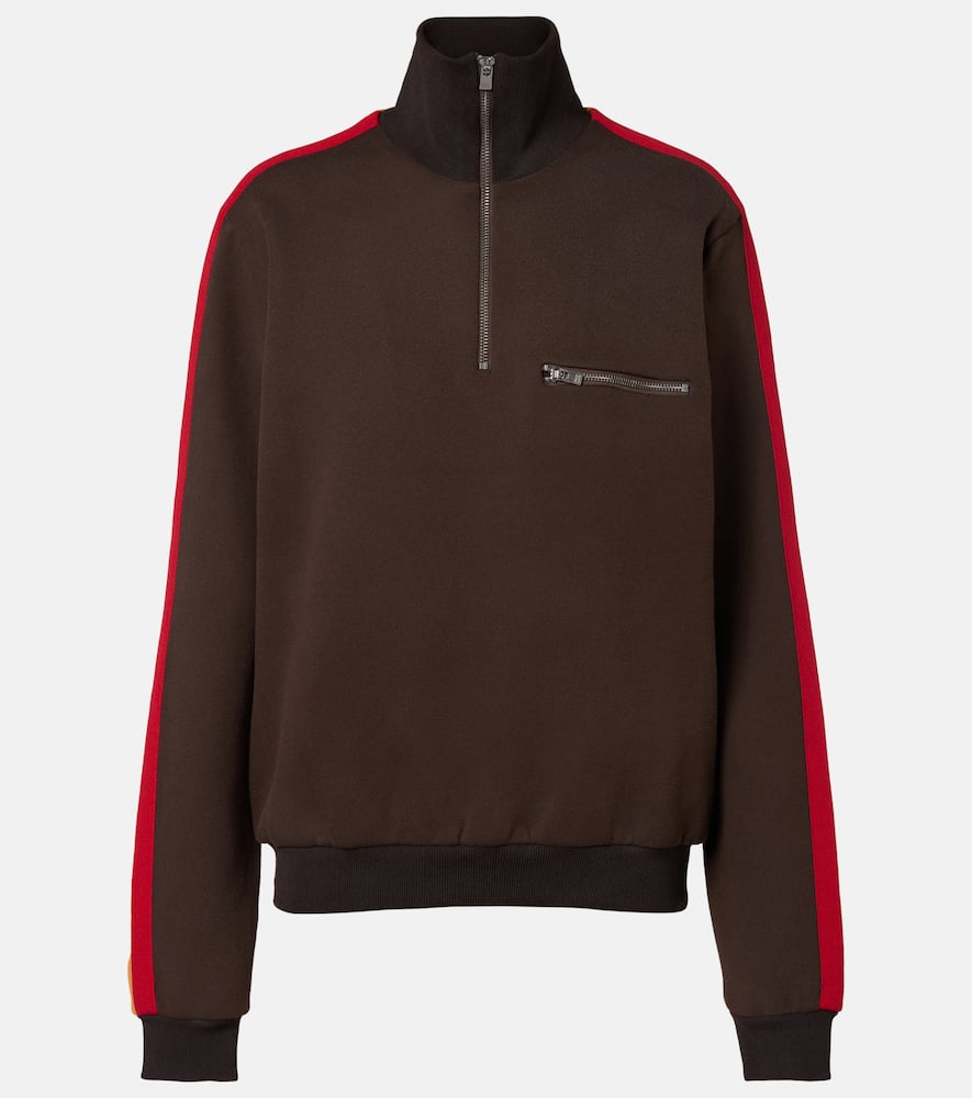 Cotton-blend jersey half-zip sweater