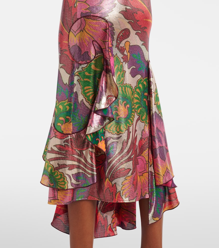 Printed satin maxi dress