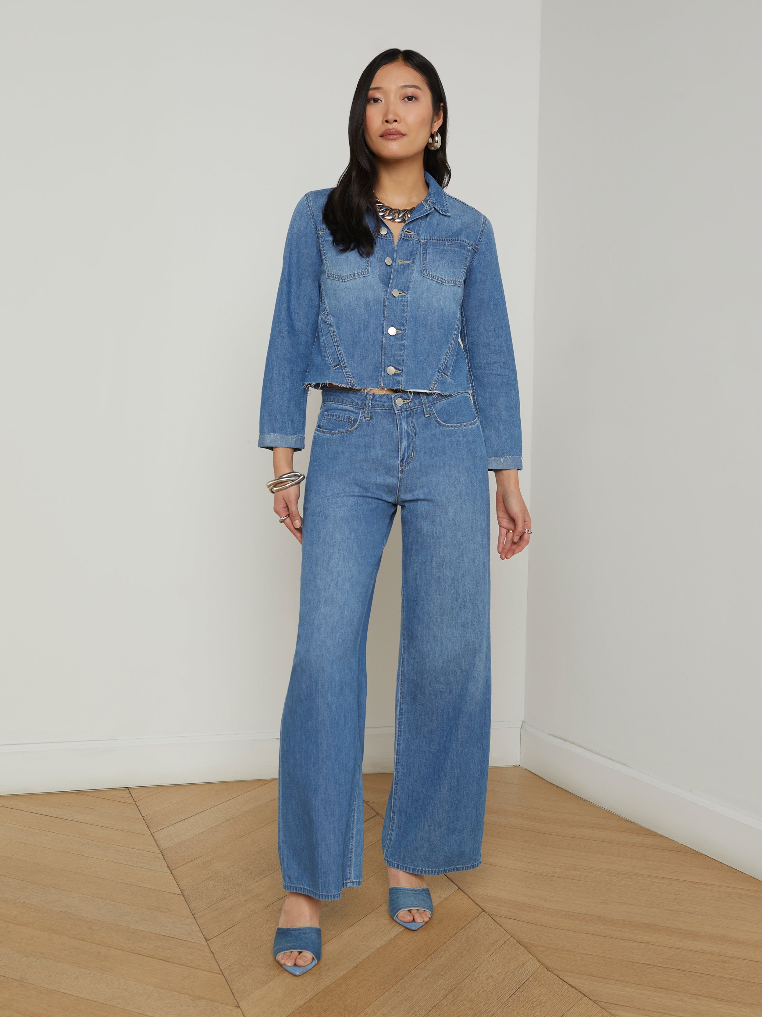 L'AGENCE Janelle Denim Jacket In Stokes