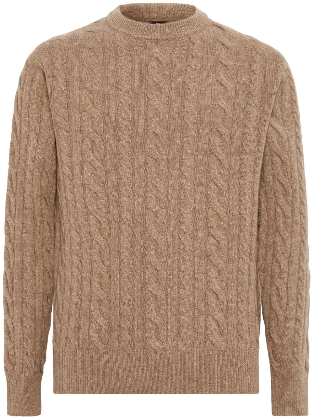 Taupe wool crew neck jumper - Brown